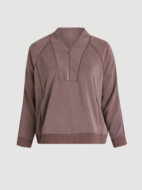 Plus Size Premium Luxe Zip Up V Neck Sweatshirt