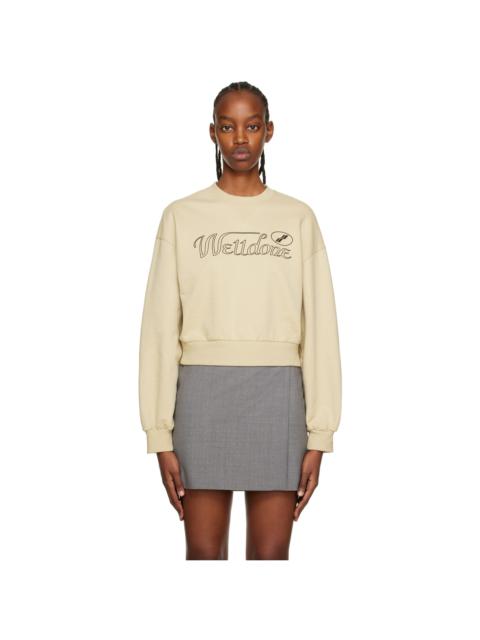 Beige Cursive Crop Sweatshirt