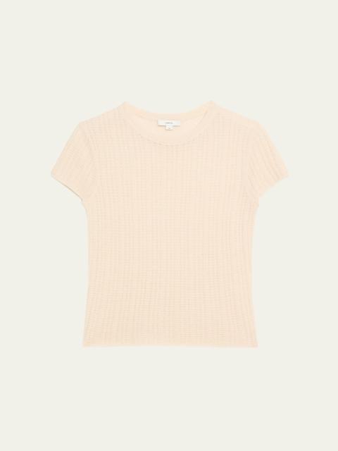 Crewneck Waffle-Knit Top