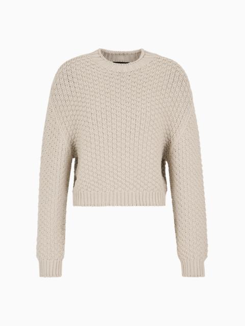 Seamless boxy-fit jumper with moss-stitch knit