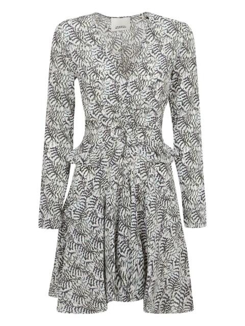 V-neck ruffled-detail dress