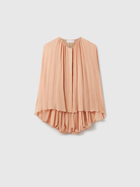 Pleated Cape-Sleeve Top