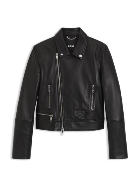 LEATHER BIKER JACKET IN A REGULAR FIT