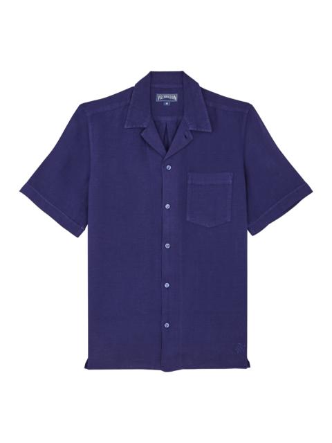 Men Bowling Linen Shirt Solid