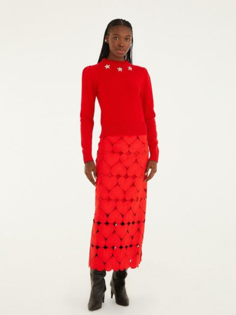 Red Hearts Euroflax Premium Linen Midi Skirt