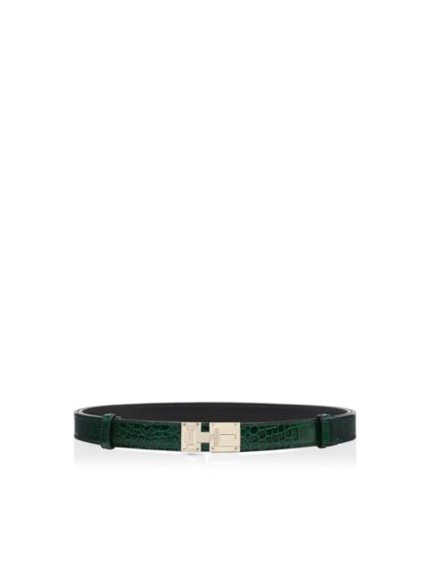SOFT PRINTED CROCODILE LEATHER T LATCH BELT