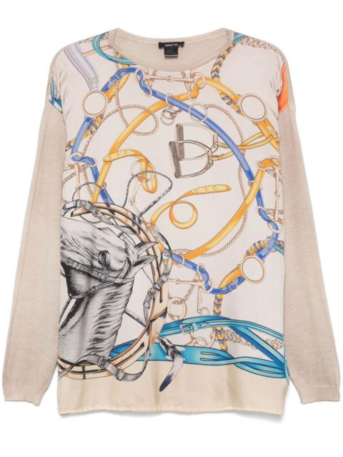 graphic-print knitted top