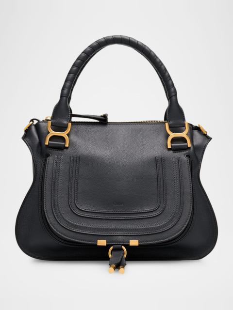 Marcie Medium Double Carry Satchel Bag in Grained Leather