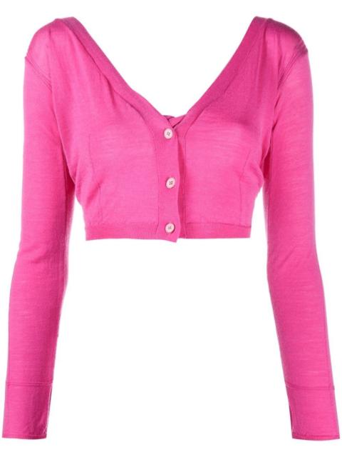 cropped button-fastening cardigan