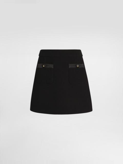 A-line wool crepe miniskirt