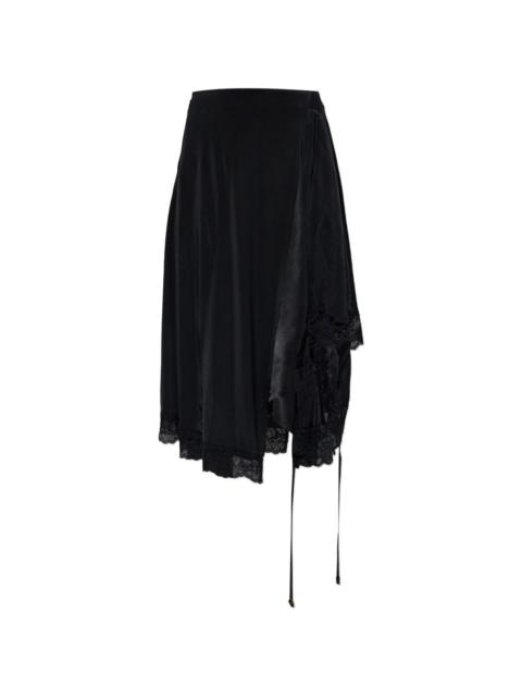 lace-trim asymmetric skirt