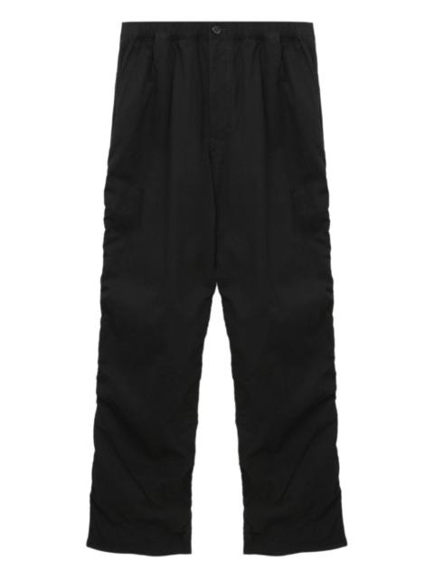 elastic-waist pocketed straight-leg trousers