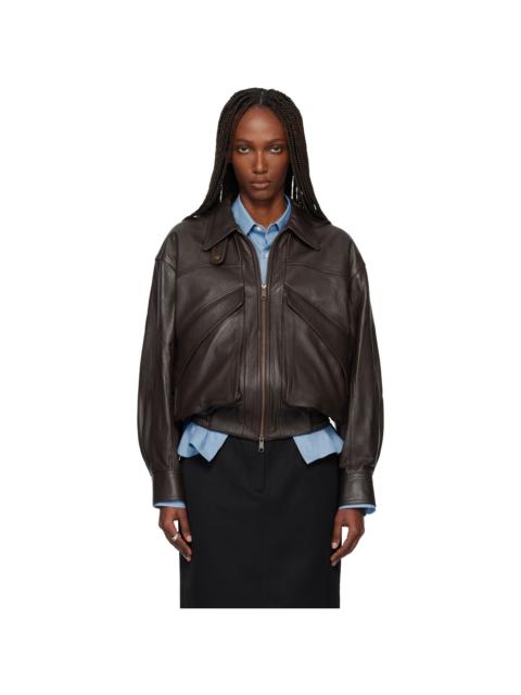 Brown Lamb Leather Bomber Jacket