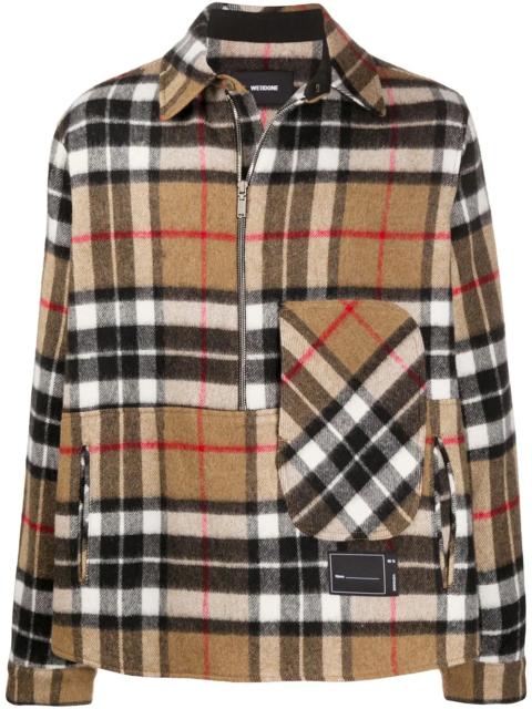 checked half-zip wool shirt