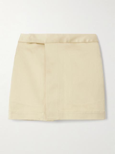 Andrea Silk And Cotton-blend Twill Mini Wrap Skirt
