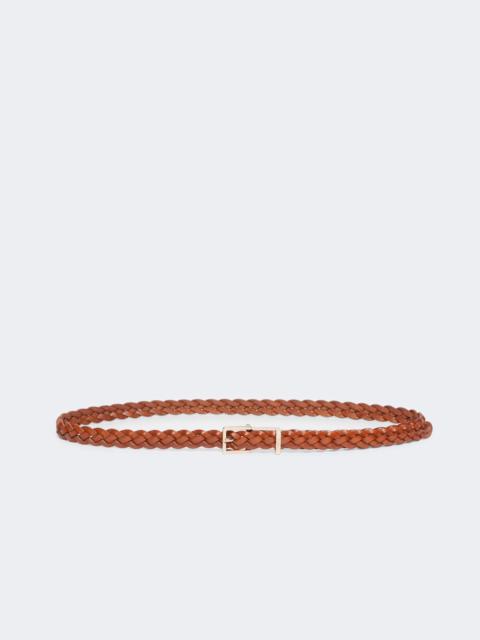 Woven leather belt - RUST