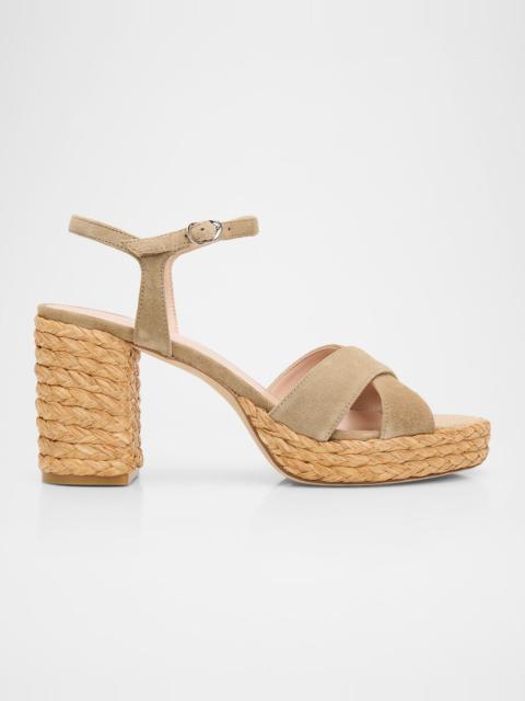 80mm Dayna Suede Espadrille Platform Sandals