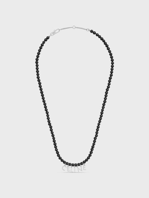 Celine Monochroms Beads Necklace in Onyx and Brass with Rhodium Finish