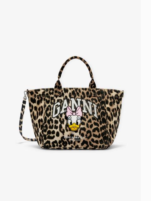 GANNI X DISNEY DAISY DUCK LEOPARD SMALL TOTE