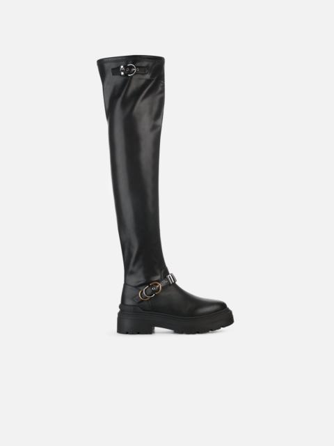 THIGH-HIGH BOOTS WITH METAL INSERTS