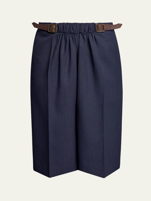 Belted Crop Straight-Leg Trousers