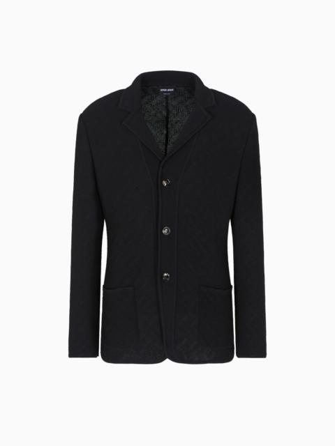 SINGLE-BREASTED JACKET IN A JACQUARD COTTON KNIT