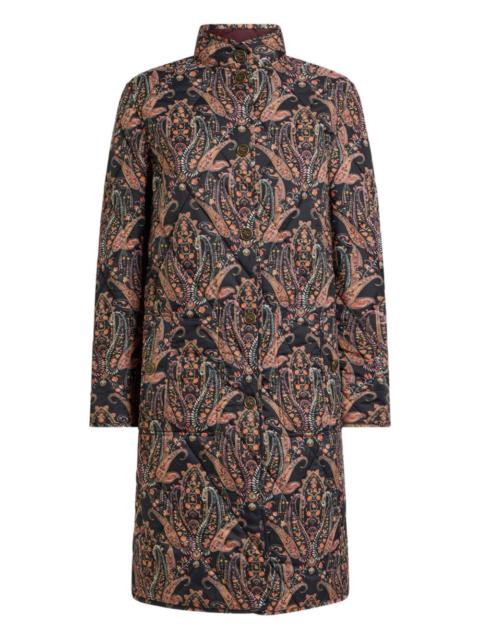 quilted floral paisley-motif coat