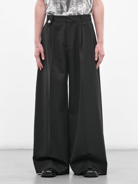 Black Venetian Wool Wide Trousers