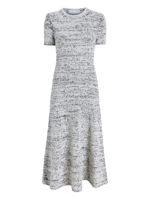 short-sleeve speckled knit midi dress