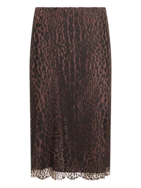 leopard-print lace skirt
