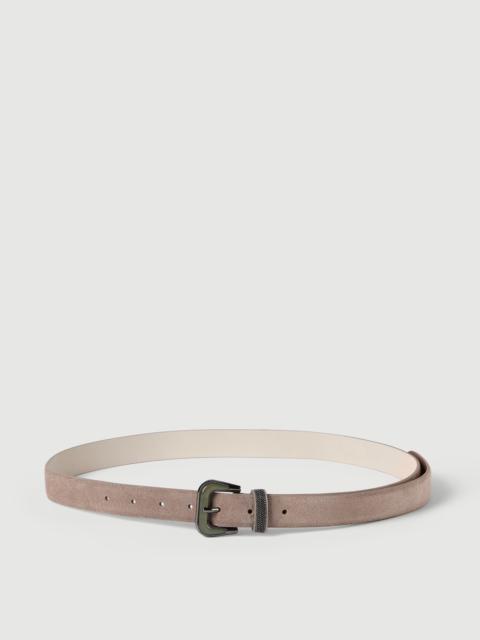 Suede belt with shiny loop