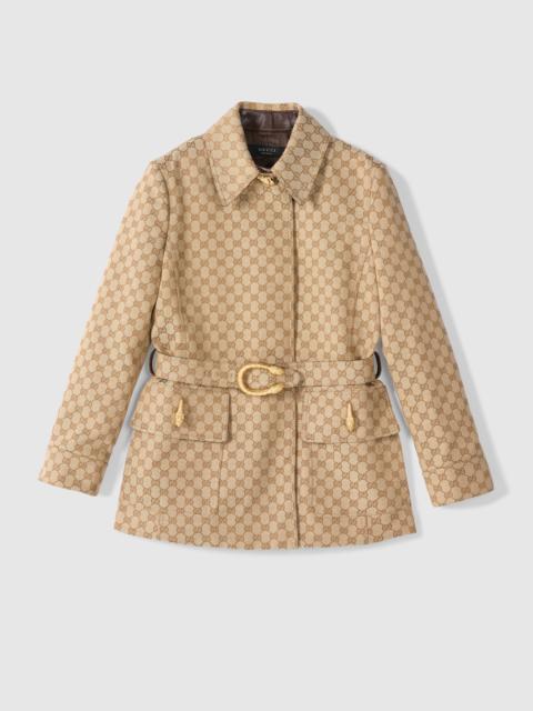 GG cotton canvas fabric coat