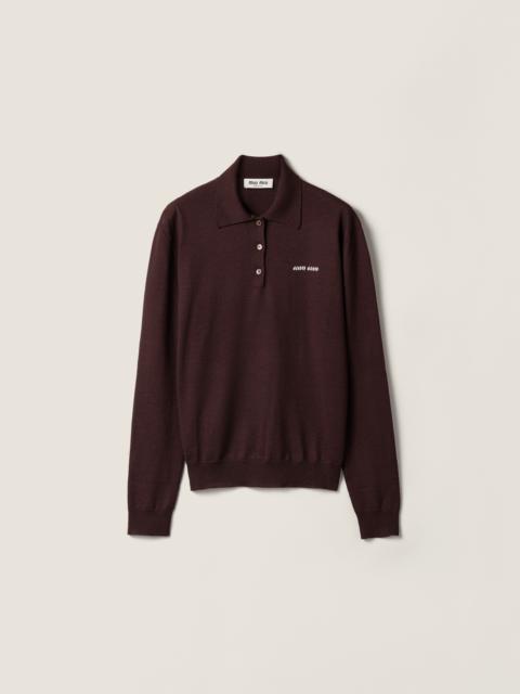 Wool knit polo shirt