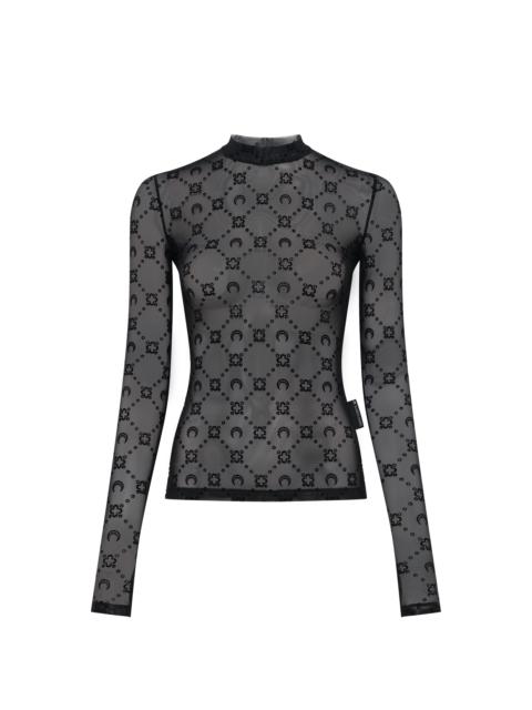 Recycled Mesh Flock Second Skin Highneck Top