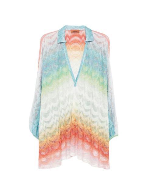 V-neck patterned beach cover-up