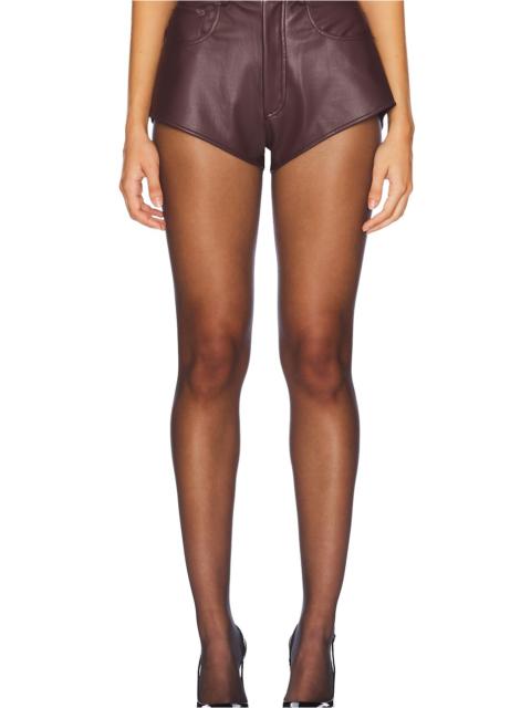 Stretch Faux Leather Mini Short