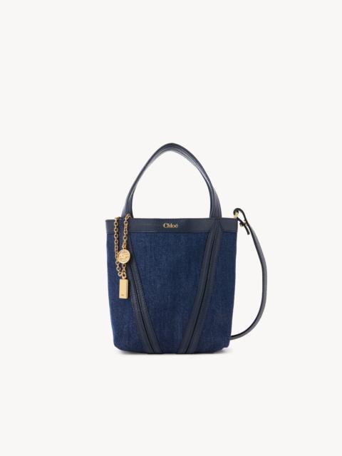 SMALL CHLOÉ SPIN TOTE BAG IN DENIM