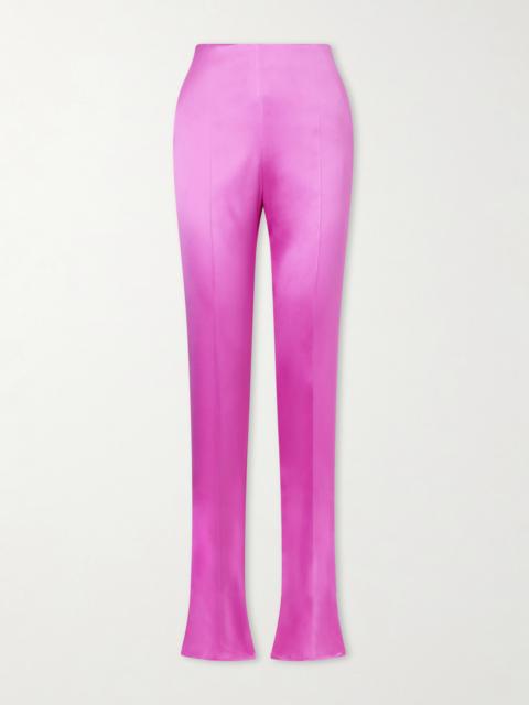 Silk-blend Duchesse Straight-leg Pants