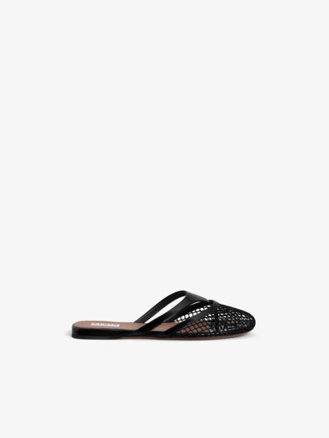 INFRADITO FLAT MULES IN FISHNET AND LEATHER