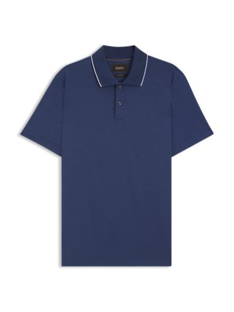 COTTON-SILK POLO SHIRT WITH COLLAR TIPPING