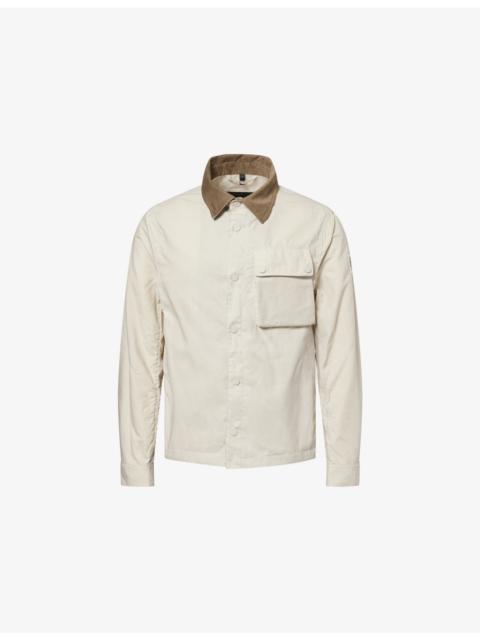 Corduroy-Collar Zip-Up Cotton Jacket