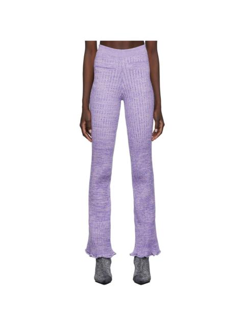 Purple Rib Knit Flare Lounge Pants