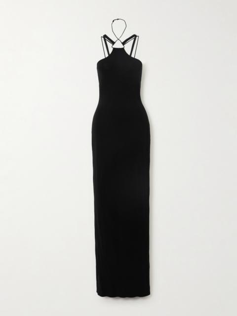 Cutout Stretch-crepe Halterneck Gown