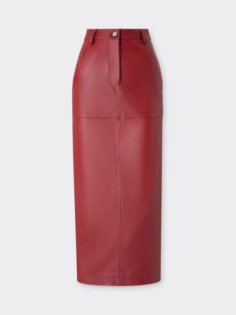 Midi skirt in deer-effect nappa leather