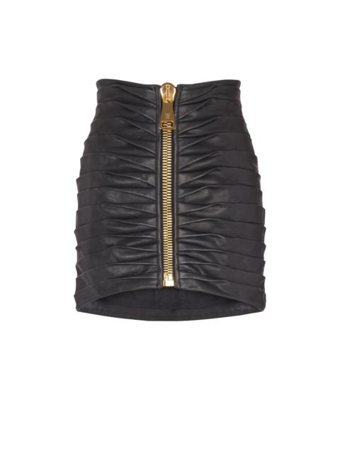 Short pleated lambskin skirt