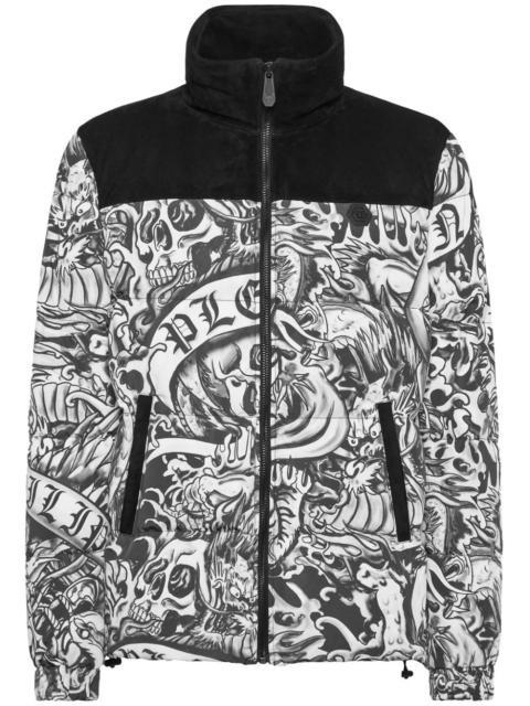 tattoo-print puffer jacket