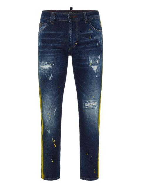 distressed straight-leg jeans