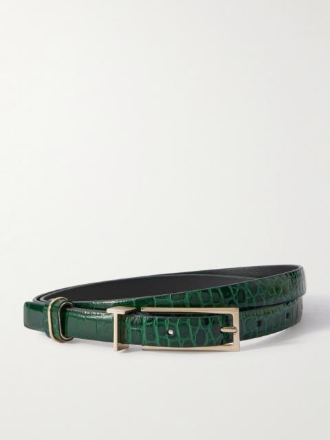 Croc-effect Leather Belt
