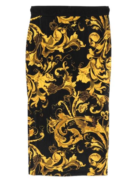 baroque-print midi skirt