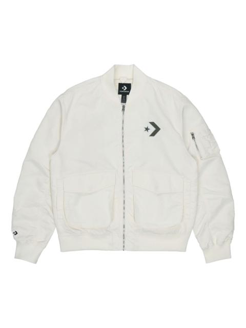 Converse SS22 Logo Loose Sports Retro aviator Jacket Couple Style White 10024169-A01